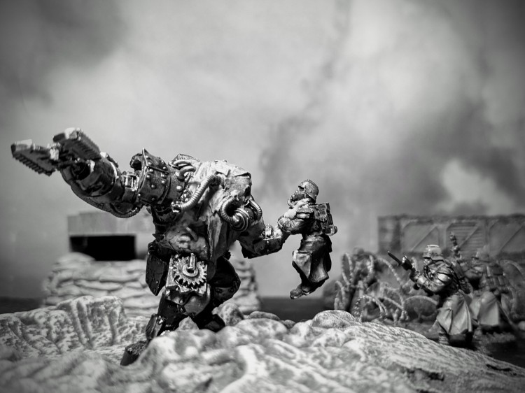 Siege of Vraks - A renegade ogryn attacks a Krieg patrol